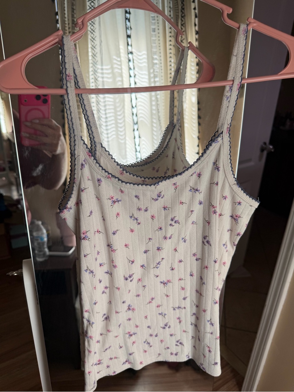 No Boundaries Ribbed Cami with Pink & Purple Floral Print